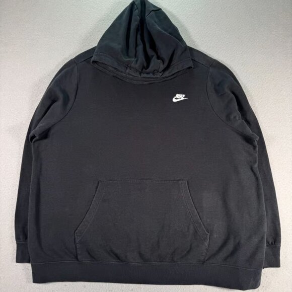 Nike Hoodie Sweatshirt Women 2X Black Fleece Cowl Neck Comfort Active Sportswear - Picture 1 of 4